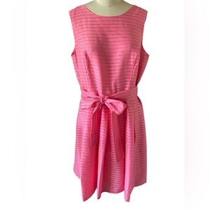 Tommy Hilfiger Illusion Pink Box Pleat Striped Fit & Flare Dress, Sz 14